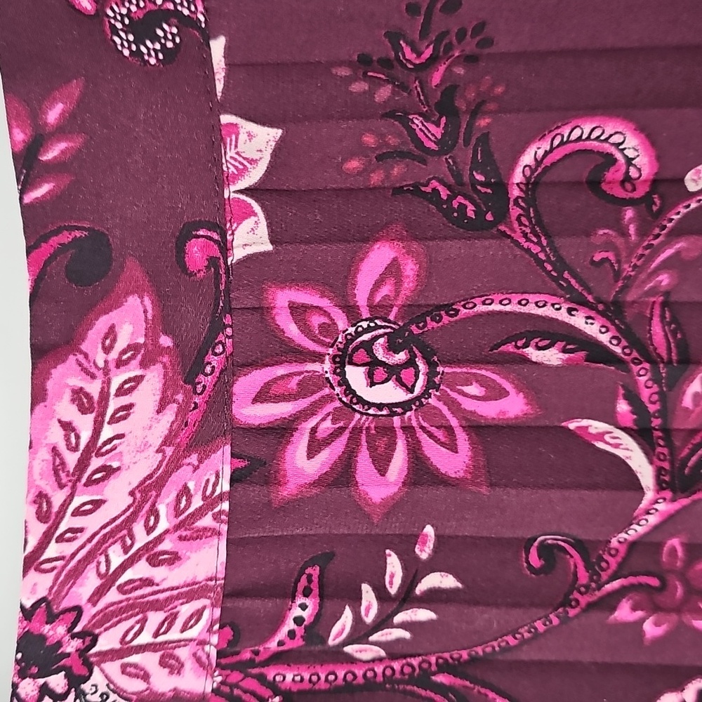 Chico's Pleated Purple Paisley Floral Cottagecore Soft Flowy Midi Skirt Sz:14 - Picture 4 of 12